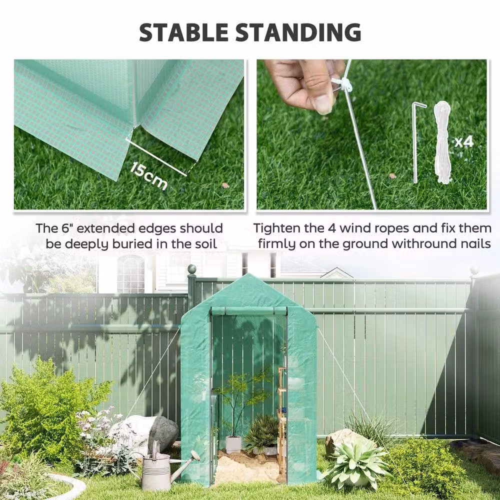 SPETLEK Green Walk-in Steeple Grow House Greenhouse with Shelving, 0.6 m2 – 2