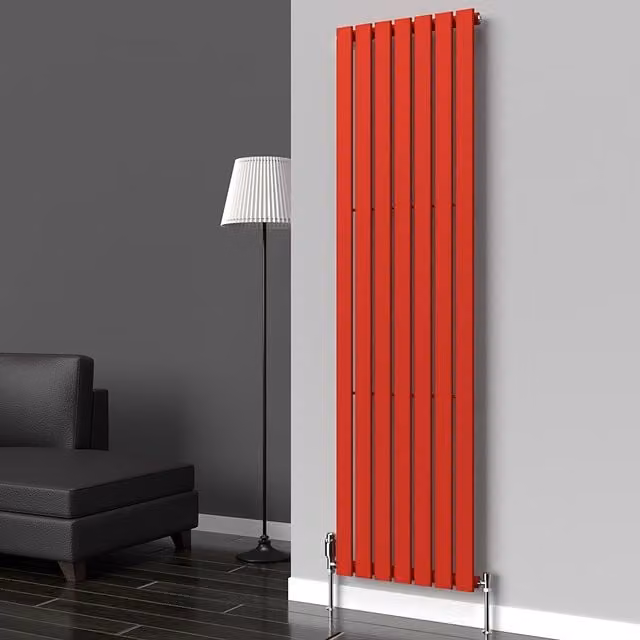 Lux Heat Flat Coloured Vertical Radiator in Red, H 180 cm x W 49 cm