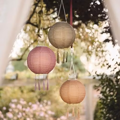 Lights4fun Set of 3 Lucena Tassel Solar Lanterns with Warm White LEDs in Multicolour – 1