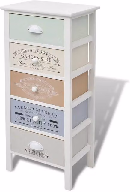 Berkfield Home French Country House Wood Storage Cabinet with 5 Drawers in White