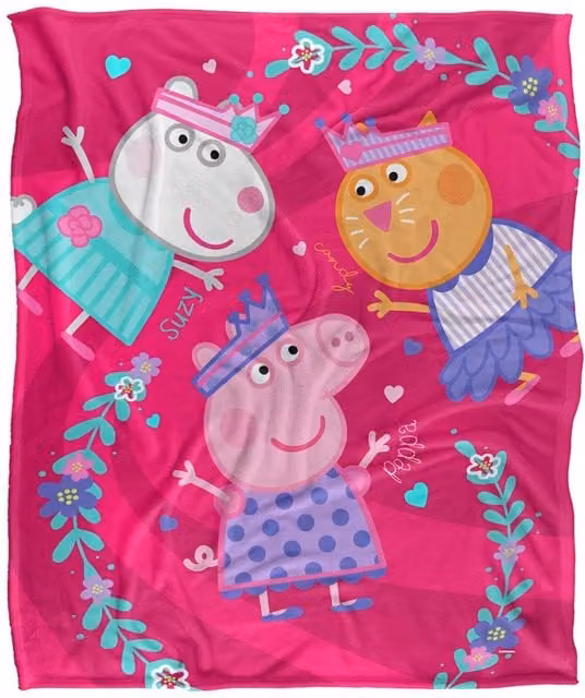 Hasbro Peppa Pig Kids Silky Touch Fleece Blanket in White, W: 152 cm, D: 127 cm – 1