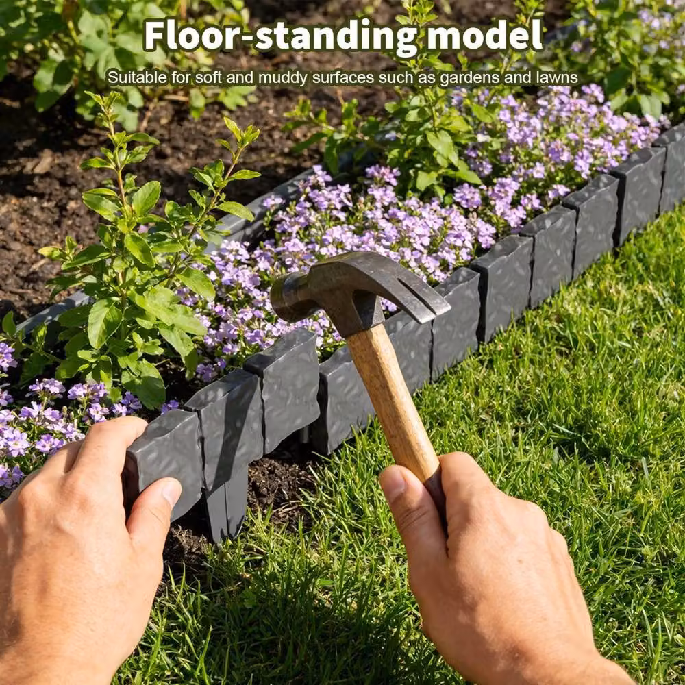 SPETLEK Grey Plastic Garden Edging Border, 30 Pieces – 3