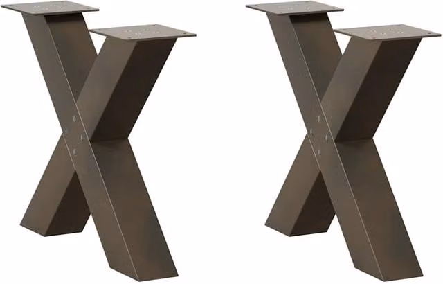 Berkfield Home X-Shaped Coffee Table Legs, 2 Pieces, Brown Steel – 1