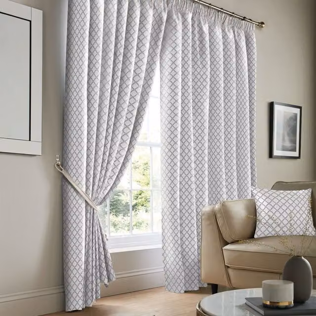 Terrys White Opaque Pencil Pleat Fabric Panel Curtains