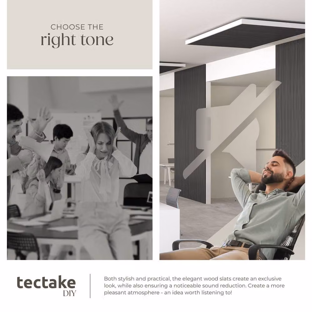 tectake Black Oak Sound-Absorbing Acoustic Panels with MDF Wood-Look Design – 5