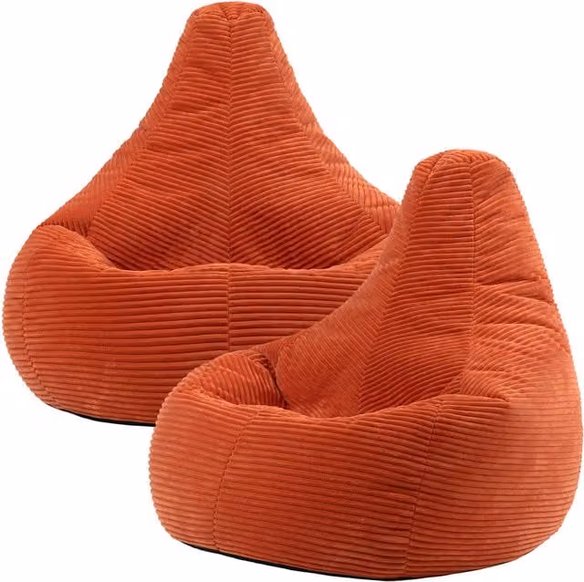 Icon 2 Pack Gaming Bean Bag Recliner Chairs in Terracotta Jumbo Cord