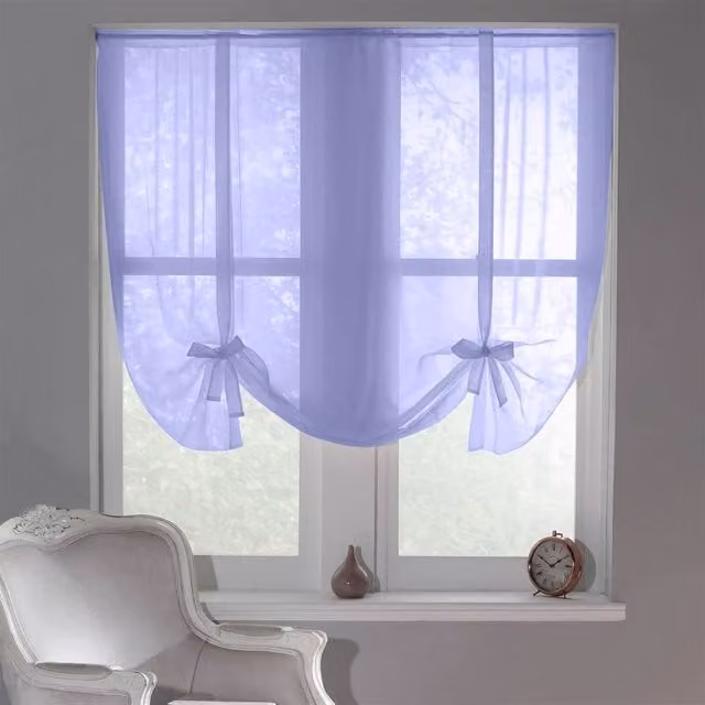 Luxor Living Sheer Voile Tie Up Curtain Blinds in Purple, Width: 228 cm, Drop: 137 cm – 2