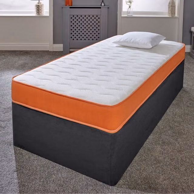 eXtreme Comfort Ltd Essentials Hybrid Memory Foam Spring Mattress with Orange Border, White, Small Single, Depth: 18 cm – 1