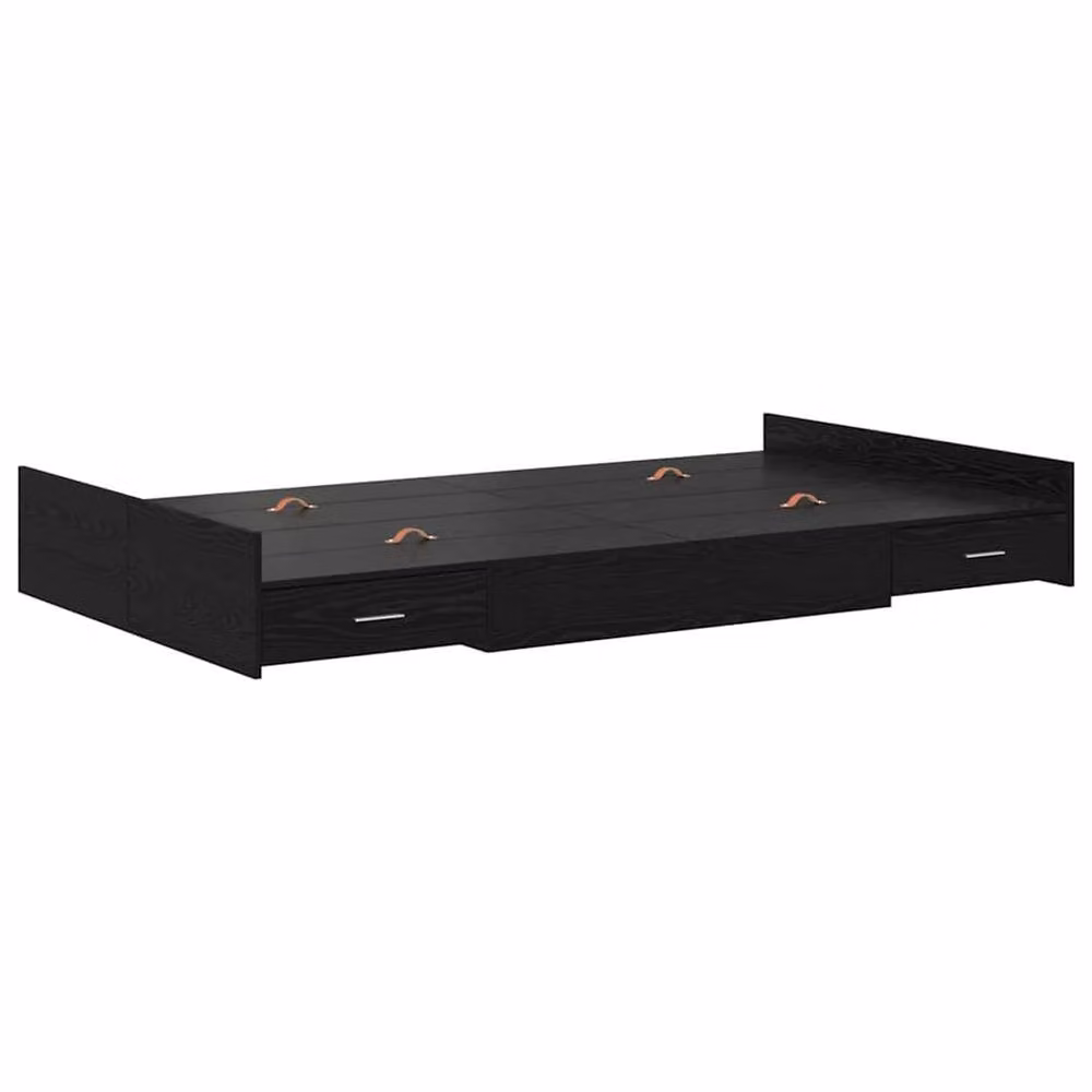 Berkfield Home Modern Storage Bed Frame in Black Oak, W/D/H: 120 x 190 cm – 3