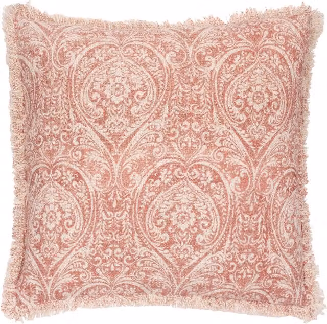 Make it a Home Pink Floral Cotton Square Damask Cushion