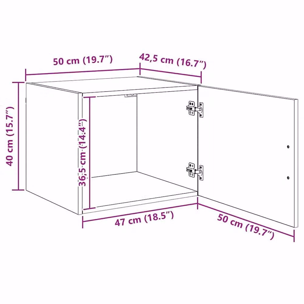 Berkfield Home Wall Mounted Cabinet in Old Wood Brown, W/D/H: 50 x 42.5 x 40 cm – 5