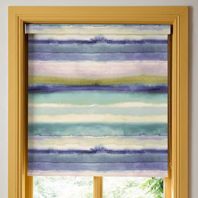 Bluebellgray Hebrides Made To Measure Semi Transparent Striped Roller Blind in Atlantic Blue, Turquoise and Multicolour