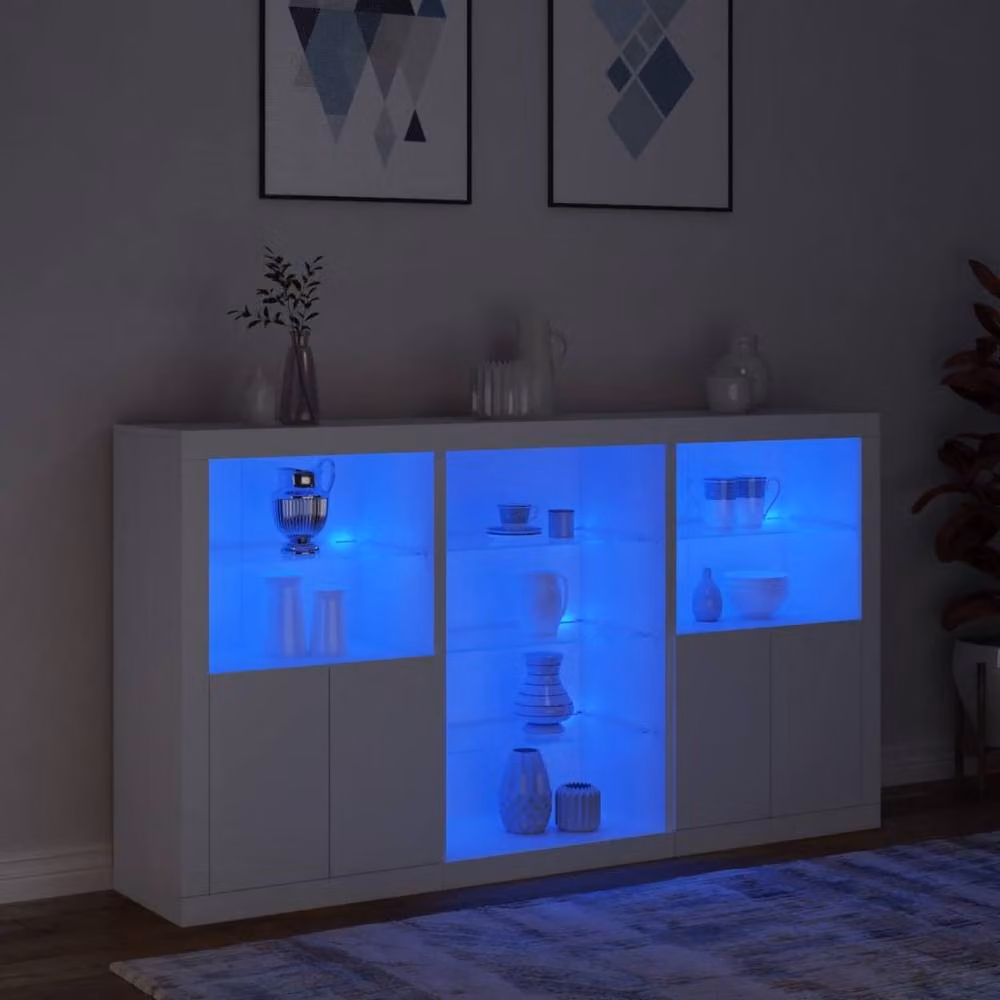 Berkfield Home Modern White Sideboard with Integrated LED Lights W/D/H: 181.5 x 37 x 100 cm – 2