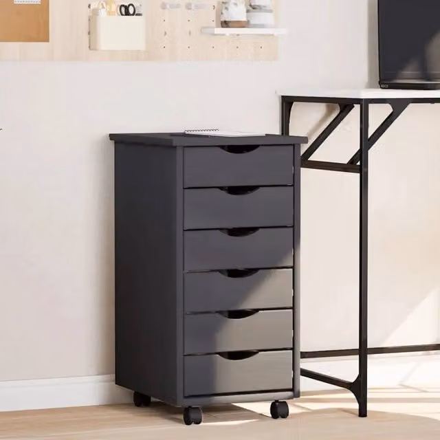 EONLION Rolling Cabinet with Drawers in Black – 1