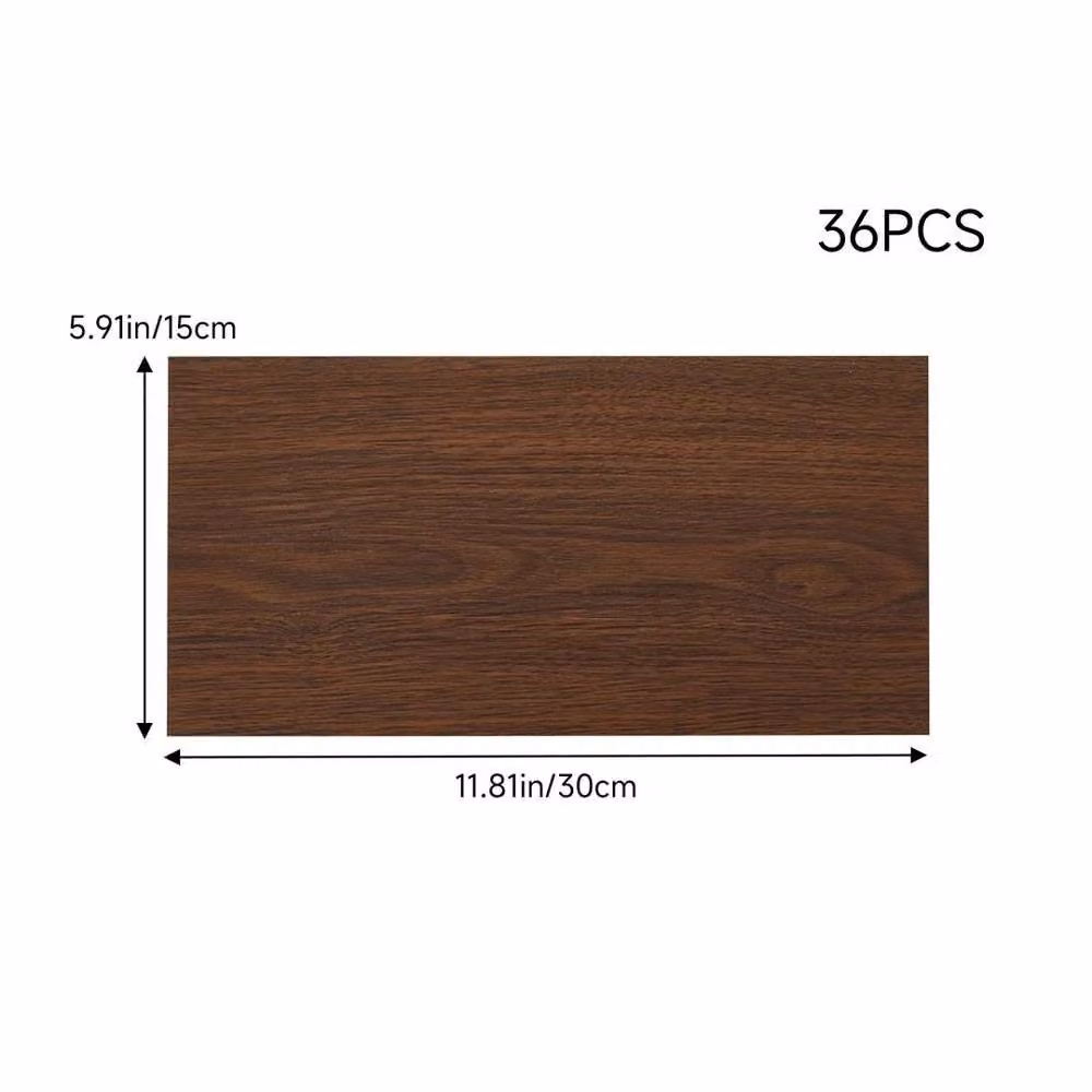 Kelvenix 36-Piece Self-Adhesive Modern Vinyl Flooring in Dark Brown, W: 52 cm, L: 1000 cm – 2
