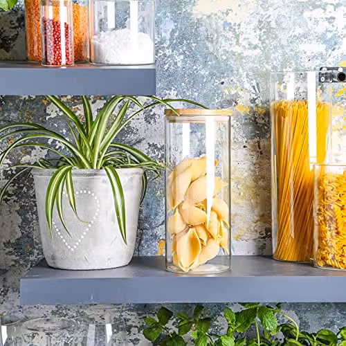 Argon Tableware Scandi Airtight Glass Storage Jar with Wooden Lid, 1.5 l, Transparent – 2