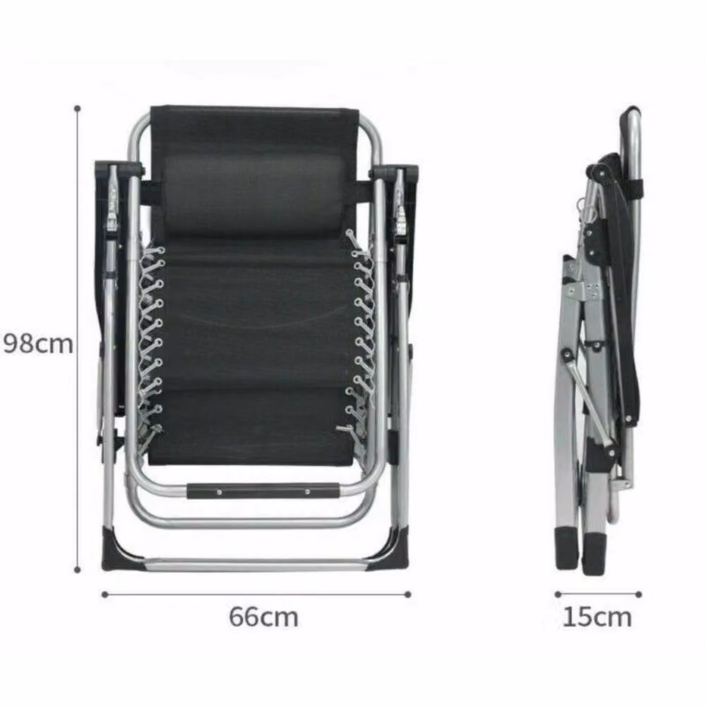 PAWNORA Black Foldable Garden Recliner Chair with Cushions and Metal Frame – 5