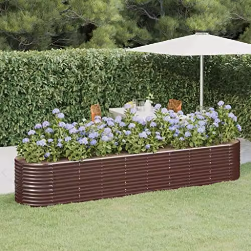 vidaXL Brown Galvanised Steel Raised Bed W/D/H: 368 x 80 x 68 cm – 2