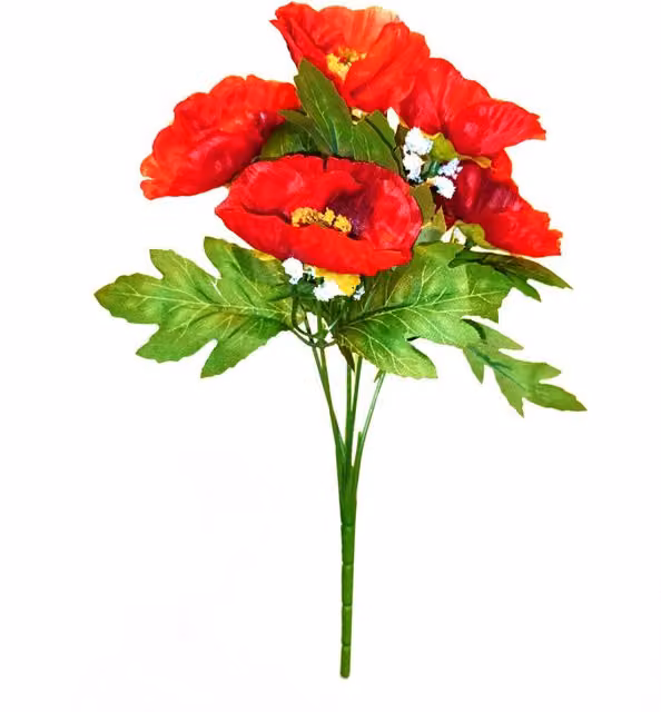Blue Frog Toys Artificial Red Poppy and Gypsophila Floral Plant