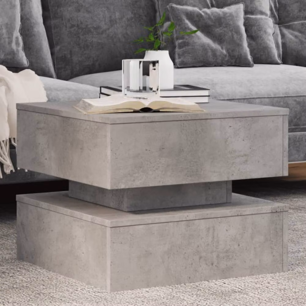 Berkfield Home Modern Coffee Table with LED Lights in Concrete Grey, W/D/H: 50 x 50 x 40 cm – 2