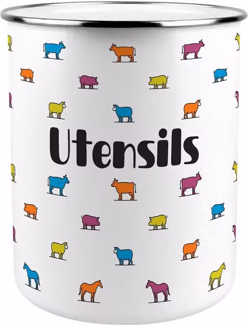 Purely Home Multicoloured Ceramic Farm Animals Freestanding Kitchen Utensil Holder