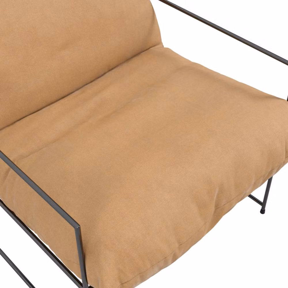 Wyld Haus Drogheda Tan Houseweave Accent Chair with Matt Black Metal Frame in Brown – 3