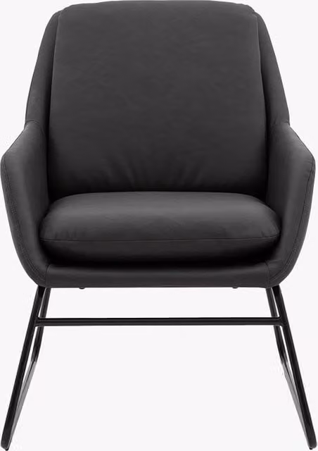 Perch & Parrow Retro Armchair in Anthracite Grey Synthetic Leather with Metal Frame
