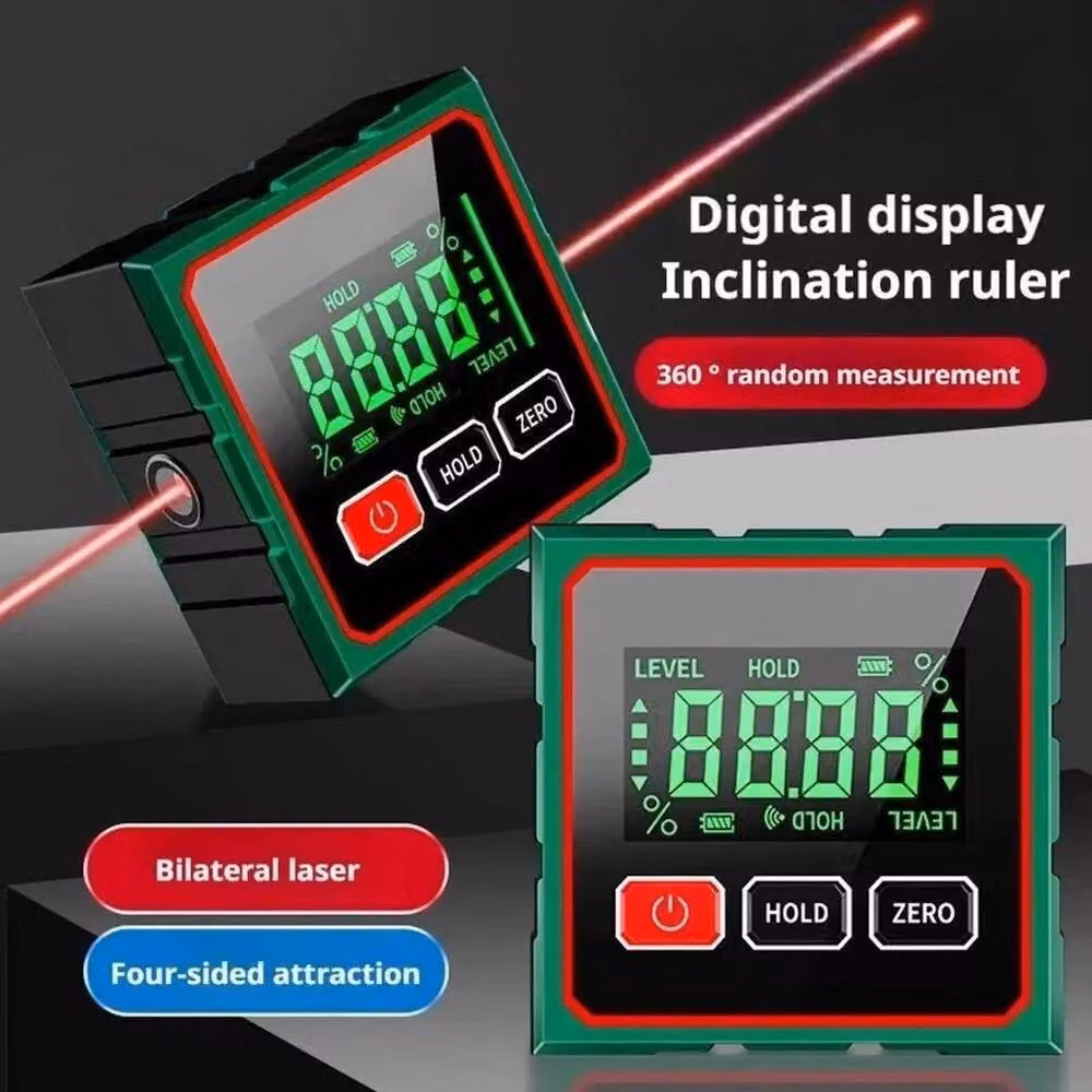 VOGREX Laser Digital Angle Finder with 4-Side Magnetic Gauge, Black – 4