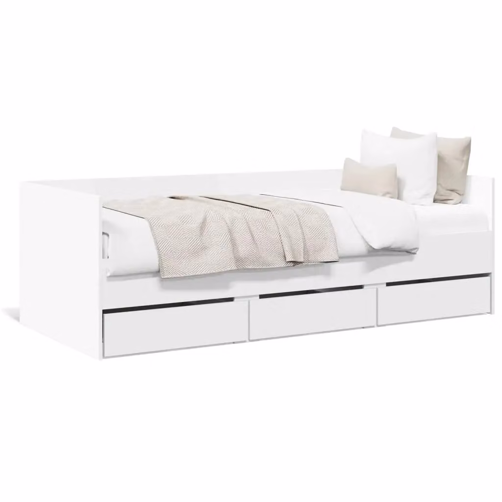 Berkfield Home Daybed with Drawers in White, W/D/H: 100 x 200 cm – 2
