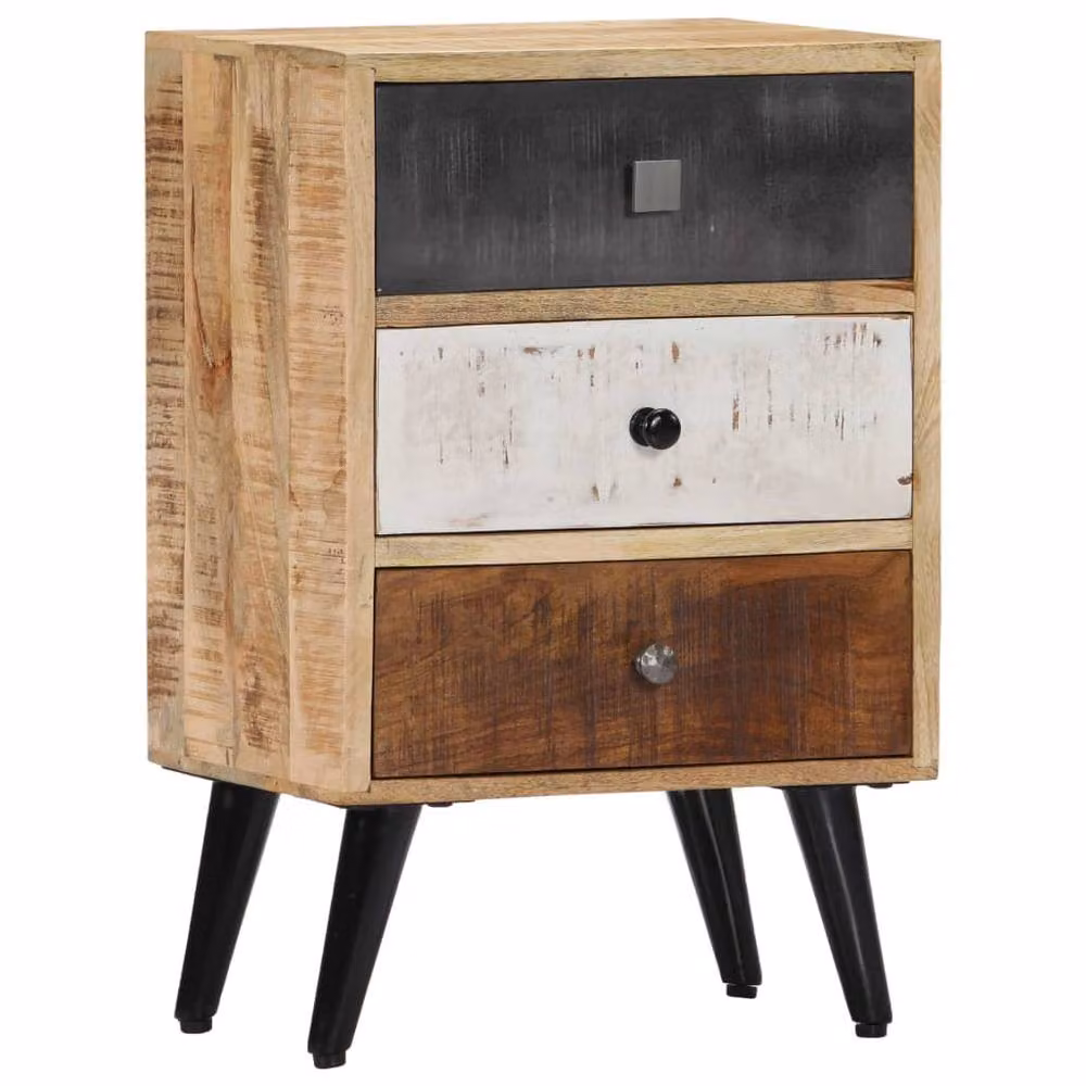 Berkfield Home Mid Century Solid Mango Wood Bedside Cabinet in Brown, W/D/H: 40 x 30 x 60 cm – 2