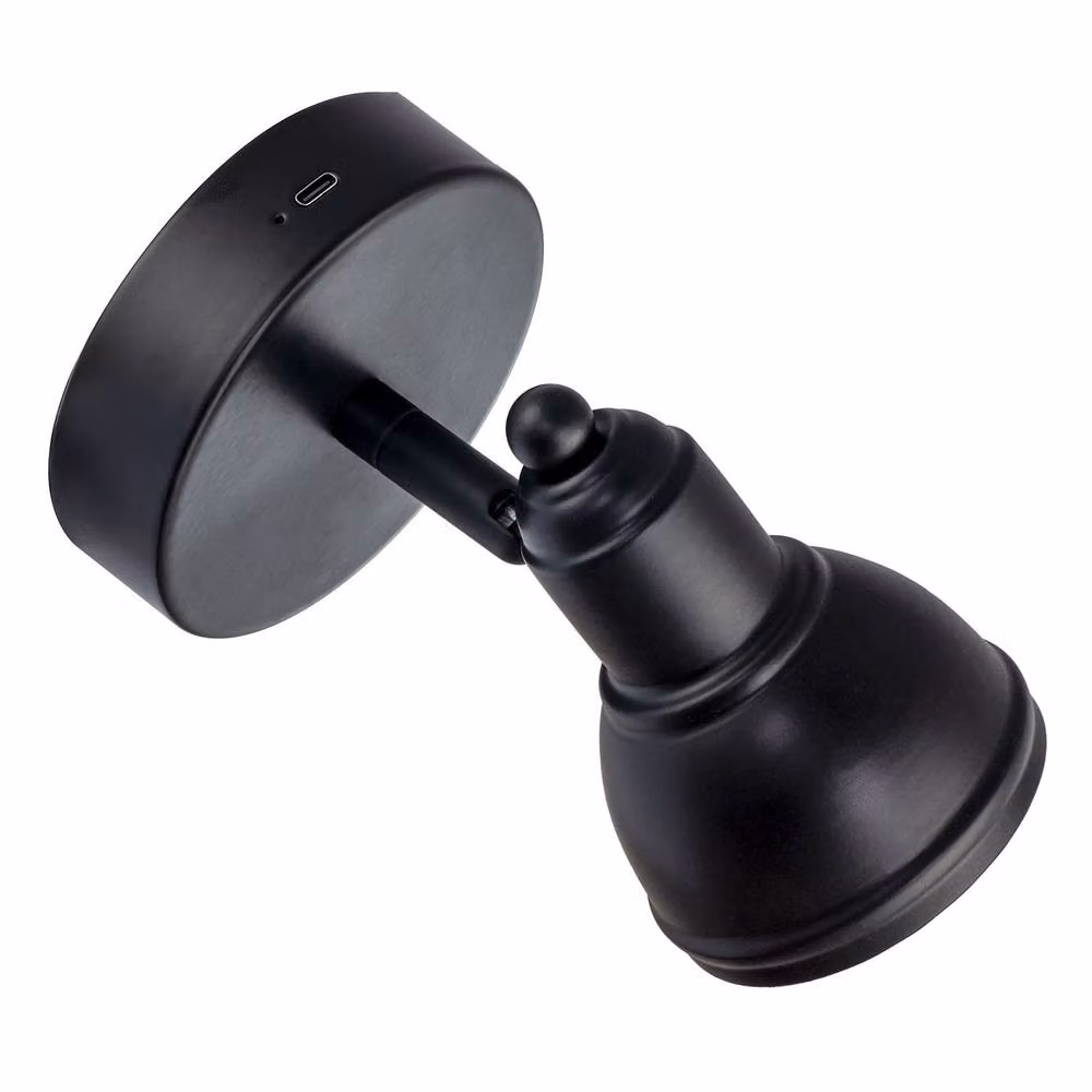 Happy Homewares Modern Rechargeable Dimmable LED Compact Spot Wall Light Fitting in Black – 3