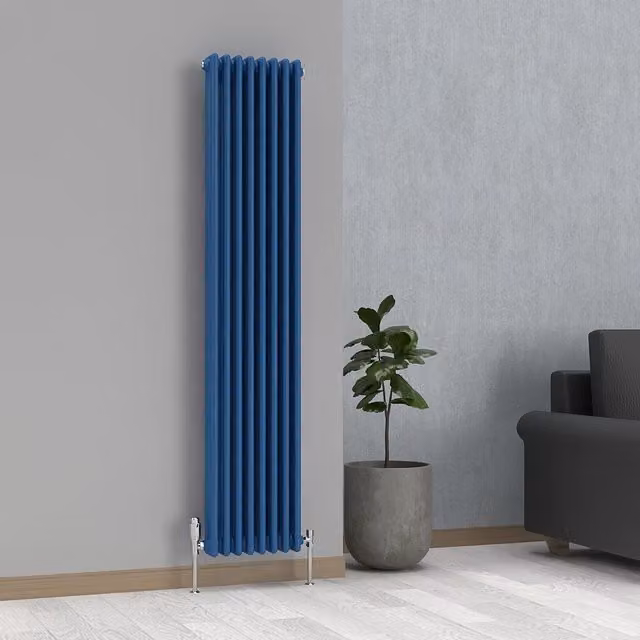Lux Heat Vertical Coloured Column Radiator in Galaxy Blue, H 180 cm x W 38 cm