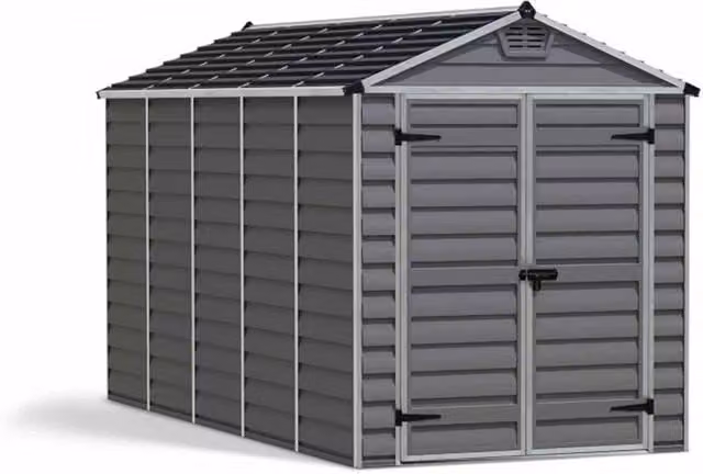 Palram Skylight Polycarbonate Gable Shed in Grey, W: 185.4 cm, L: 378.6 cm, H: 217 cm – 1