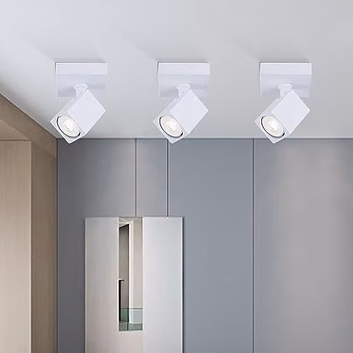 Harper Living Square LED Ceiling Spotlights in White, Adjustable GU10 Downlights – 2