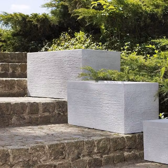 Wyld and Coco White Fibre Clay Rectangular Planter for Indoor and Outdoor Use – 1