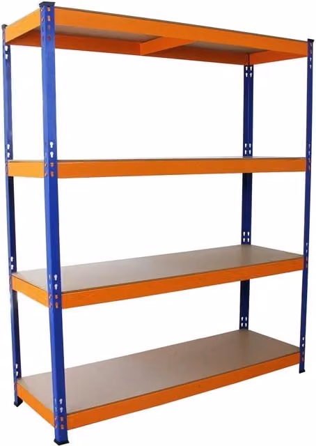 Monstershop S-Rax Warehouse Storage Shelving, Blue and Orange, H 150 x W 150 x D 50 cm