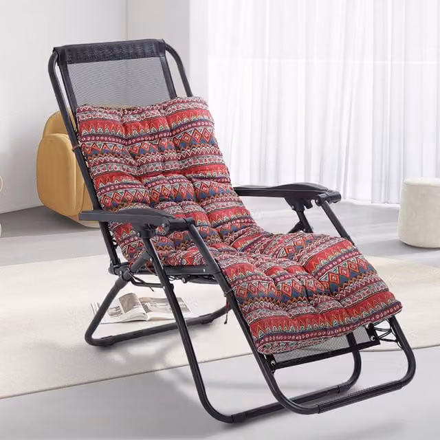 Livingandhome Ethnic Pattern Linen Recliner Lounge Seat Cushion, Multicolour/Red, Width: 110 cm