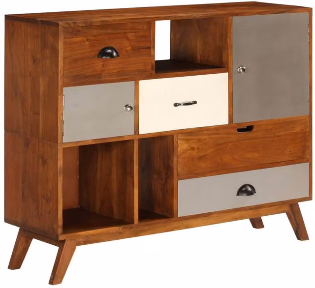 Berkfield Home Retro Sideboard in Brown Multicolour Solid Acacia Wood W/D/H: 115 x 35 x 86 cm – 1