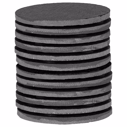 Argon Tableware Round Black Slate Coasters, 12 Piece Set with Holder, Diameter: 10 cm – 1