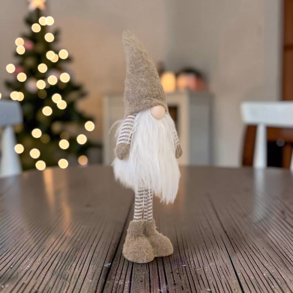 Four Candle Beige Standing Christmas Gonk, Height: 52 cm – 2