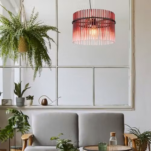 Globo Lighting Blackberry Red and Black Glass Rods Pendant Lamp, D x H: 40 x 150 cm – 4