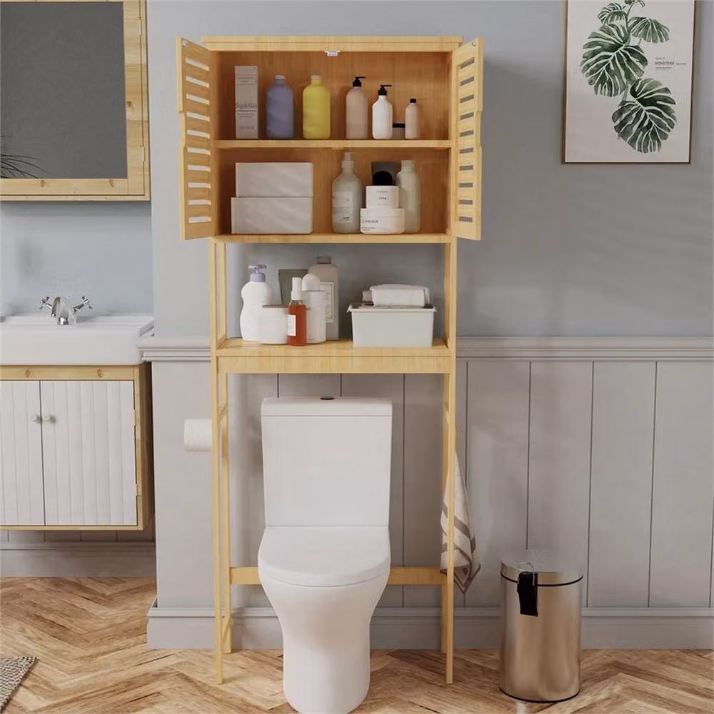 VOGREX 3-Tier Bamboo Storage Rack in Brown for Over the Toilet or Washing Machine – 2