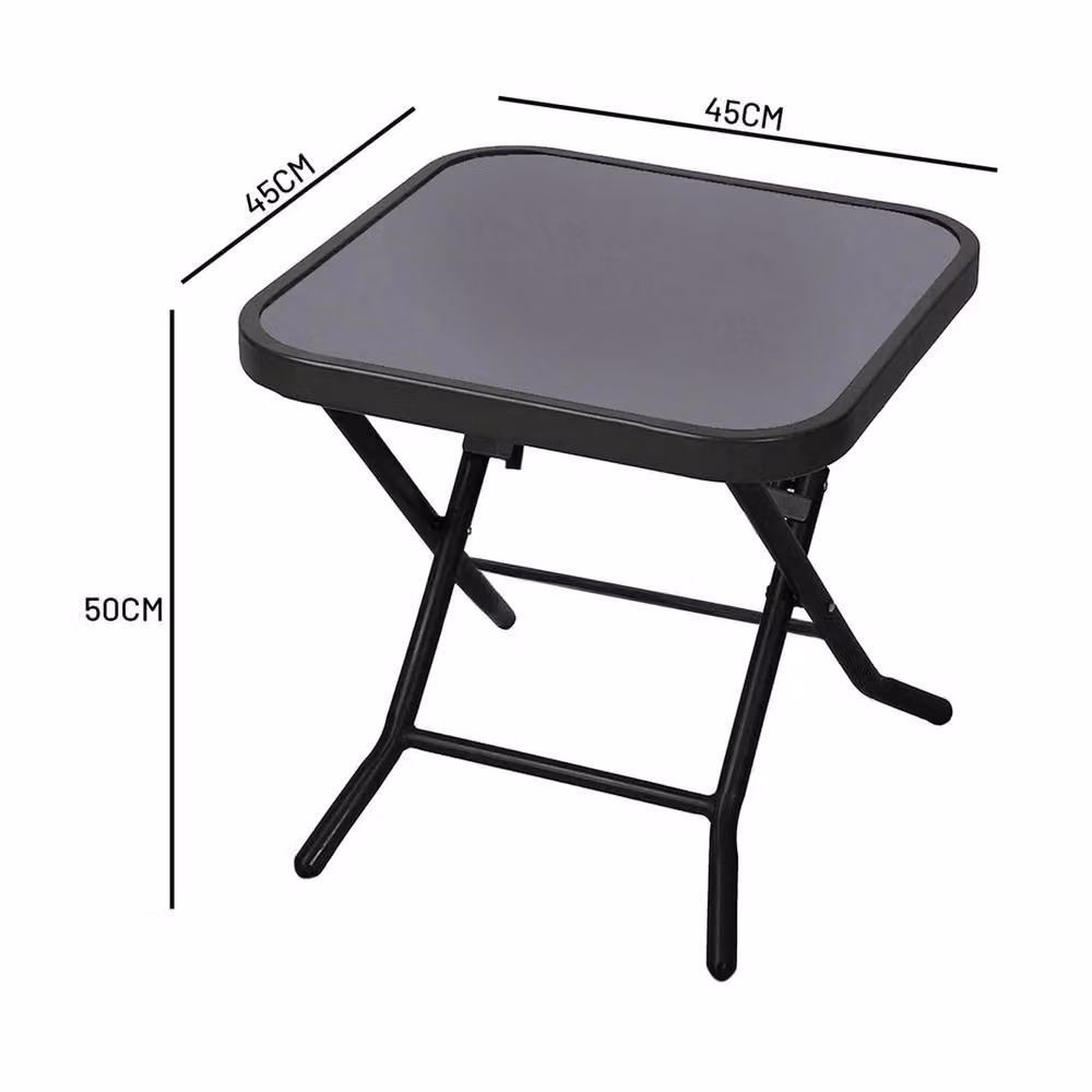 EONLION Modern Garden Side Table with Glass Top in Black, W/D/H: 100 x 50 x 100 cm – 2