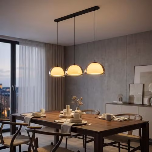 Globo Lighting Jella Bar Pendant Ceiling Light in Black and Smoke Grey Glass with 3x E14 Bulbs, Height Adjustable – 3