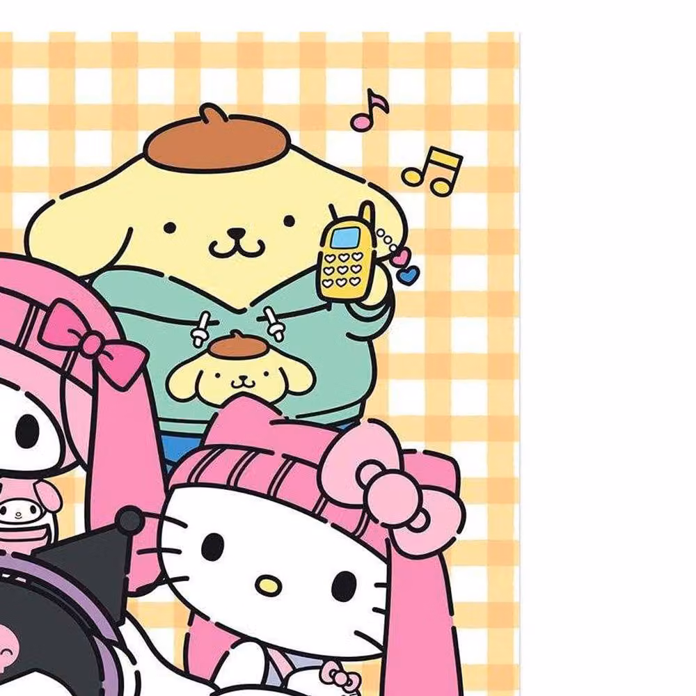 Sanrio Licensed Characters and Plaid Design Multicolour Paper Poster, W: 61 cm, H: 91.5 cm – 2