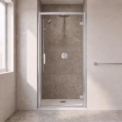 Balterley Reversible Hinged Shower Door with 6mm Clear Toughened Glass in Chrome and Silver, W/D/H: 79 x 4.4 x 190 cm – 2