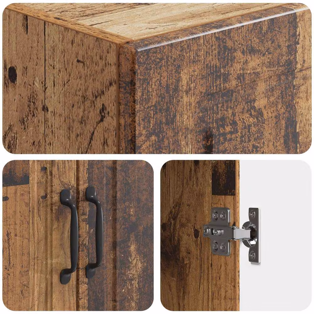 Berkfield Home Rustic Old Wood Cabinet Set of 2 in Brown – 3