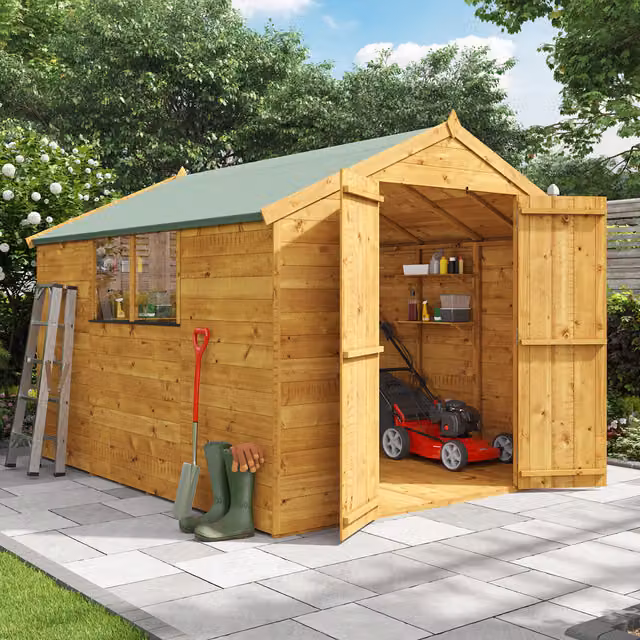 BillyOh Master Tongue and Groove Apex Wooden Garden Shed with Windows in Brown