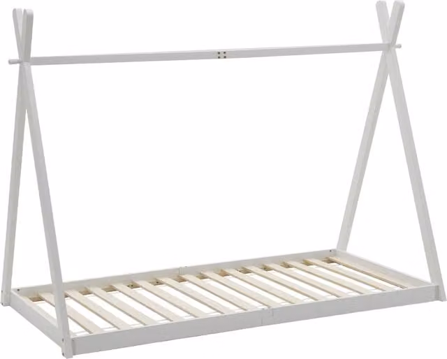 Kidkid Montessori House Floor Bed Frame for Children in Grey Lacquered Solid Pine Wood