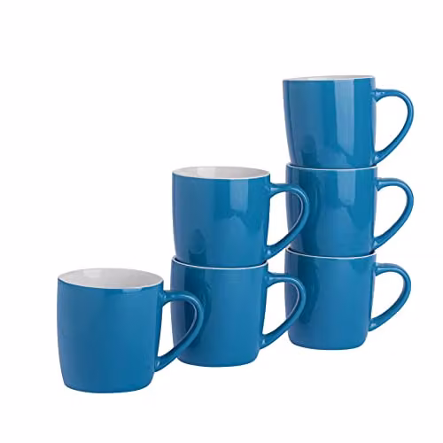 Argon Tableware Blue Stoneware Coffee Mugs, 350ml, Pack of 6 – 1